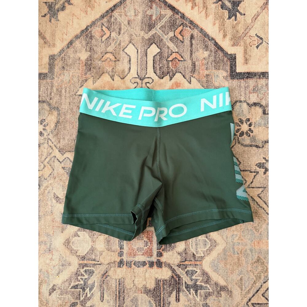 Nike Pro Dri Fit Compression Shorts Womens Small Green Teal Volleyball Training